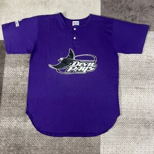 Vintage Eagle USA Tampa Bay Devil Rays Henley Jersey Shirt Purple Mens Large